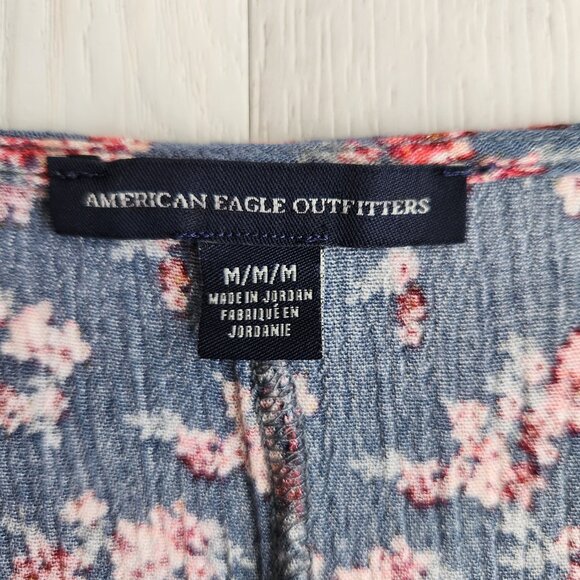 American Eagle Outfitters Floral Front Tie knot Bell Sleeve Dress Medium - Picture 4 of 7